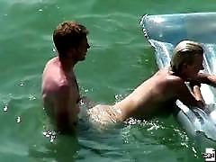 Thick fuckable blonde caught on a nudist beach